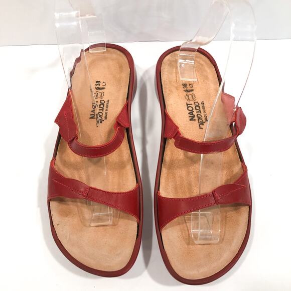 NAOT Red Leather Strappy Slide Sandals - Picture 5 of 9